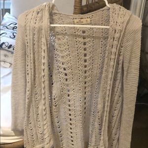 Knitted long sleeve hooded cardigan
